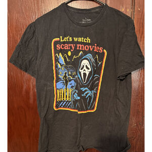 Scream Movie T-Shirt Men Sz L Black Let's Watch Scary Movies